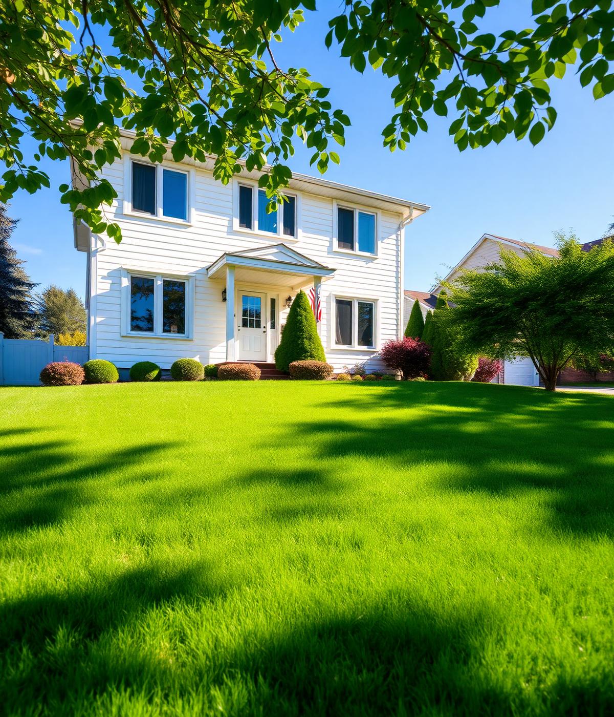 Freshly painted Canadian home with a mowed lawn and clean windows